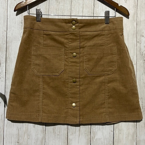 Heartsoul Corduroy‎ Button Front A Line Mini Skirt Tan Size S